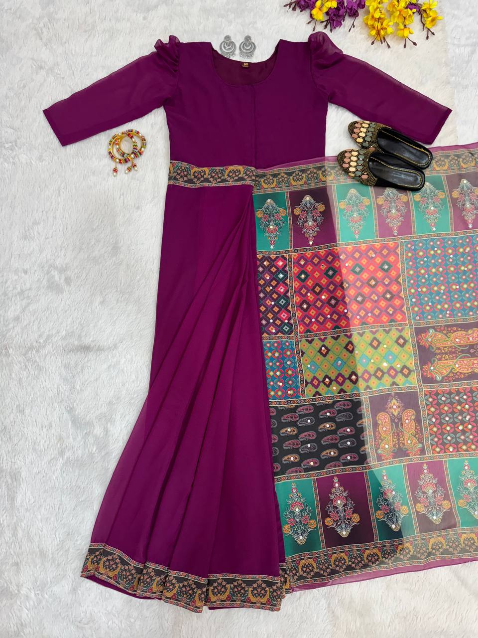 READY-TO-WEAR ZIP GOWN WITH RICH DIGITAL PRINT DUPATTA