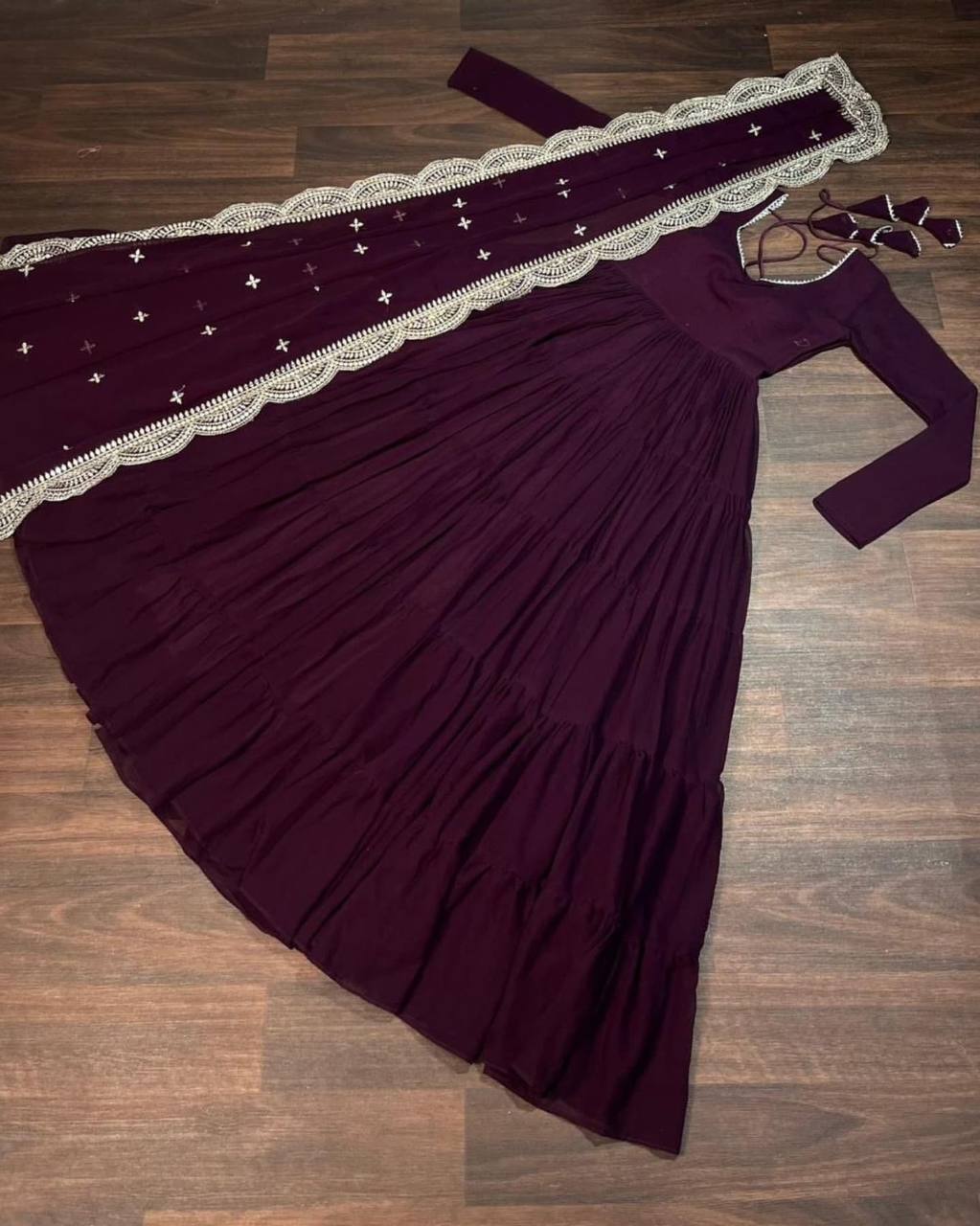 DESIGNER LOOK GEORGETTE BASE HEAVY EMBROIDERED GOWN WITH DUPATTA
