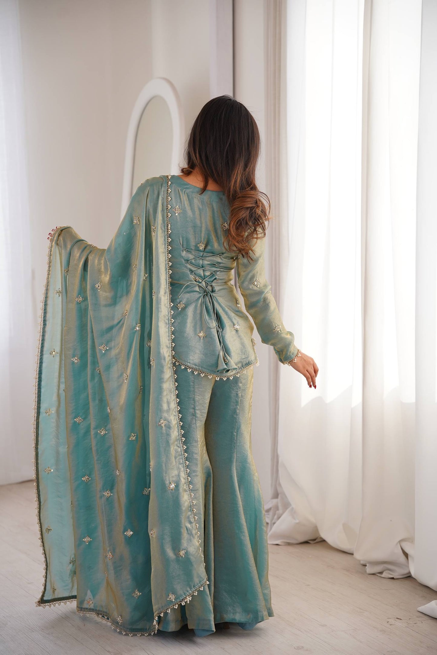 CHOLICART PREMIUM FENDI SILK BASE EMBROIDERED SALWAR SUIT SET OF 3