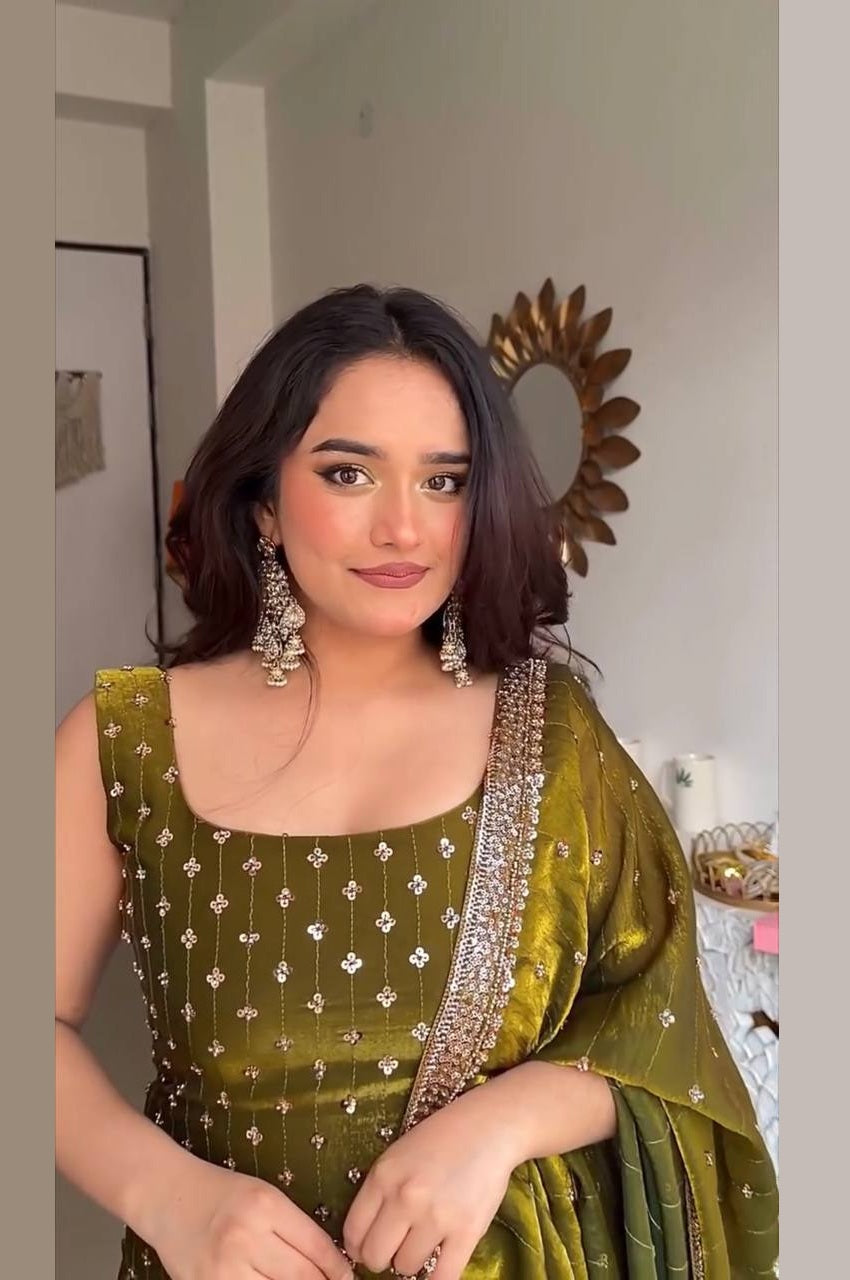 MEHNDI GREEN SUIT SET BY CHOLICART