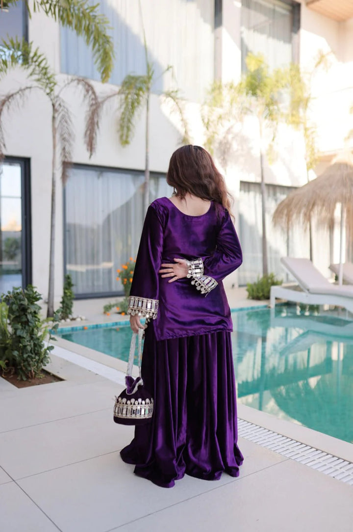 ROYAL ICE PURPLE VELVET SUIT SET