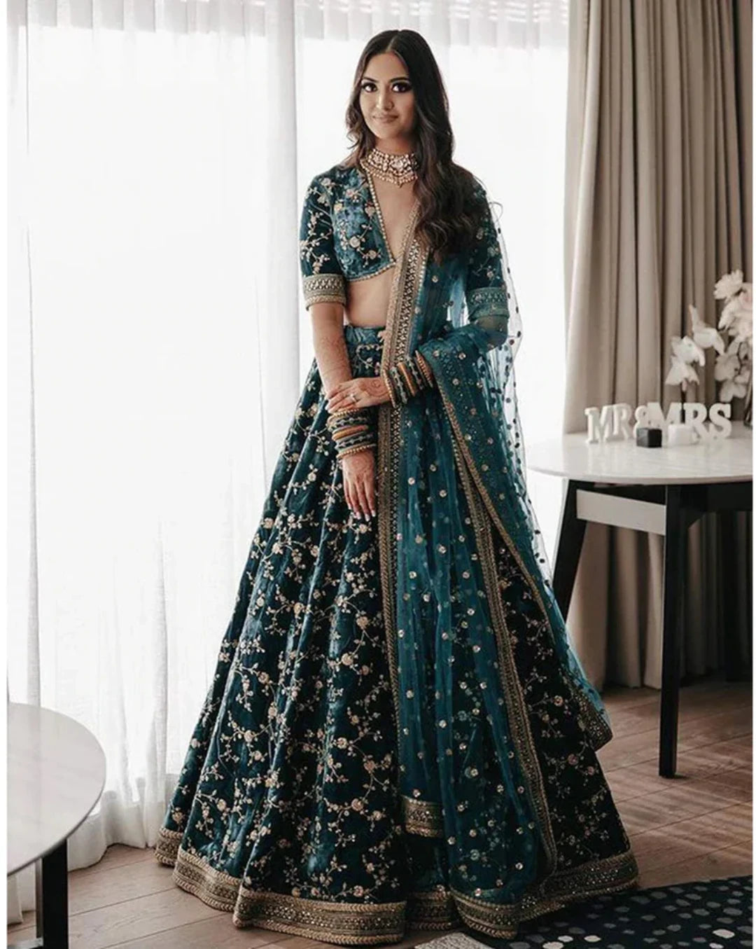 Dark green lehenga choli 2025