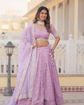 LAVENDER COLOR PURE VISCOSE JACQUARD LEHENGA CHOLI