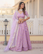 LAVENDER COLOR PURE VISCOSE JACQUARD LEHENGA CHOLI