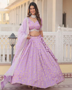 LAVENDER COLOR PURE VISCOSE JACQUARD LEHENGA CHOLI