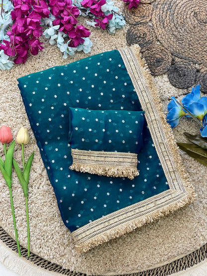 MORPEACH PREMIUM SOFT MOSS FENDY CHIFFON SAREE