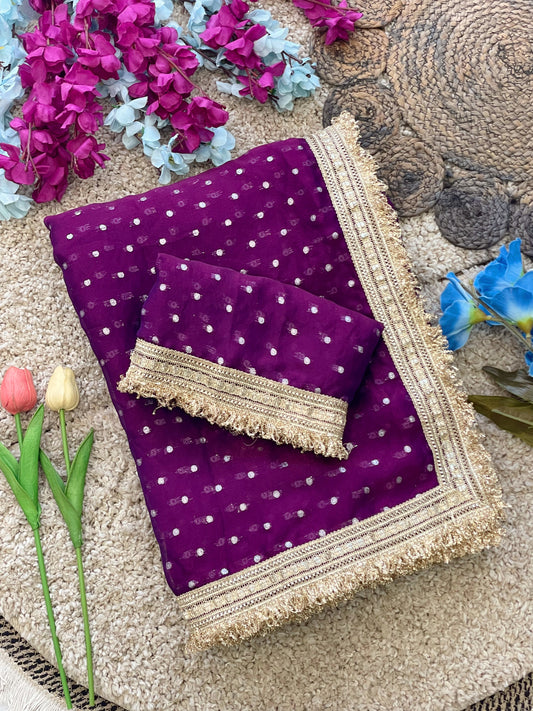 WINE PREMIUM SOFT MOSS FENDY CHIFFON SAREE
