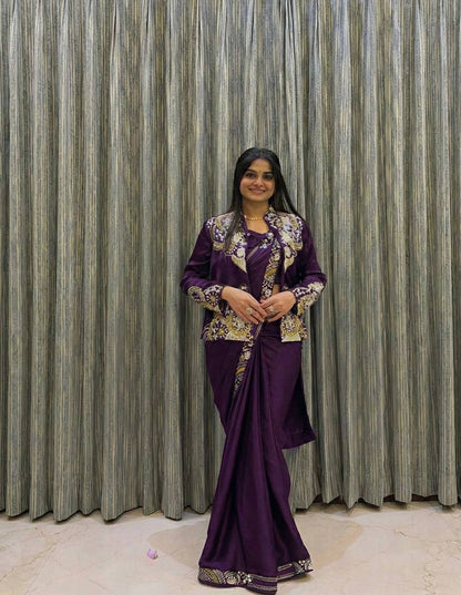 DESIGNER STYLE READY TO WEAR SAREE WITH BLAZER