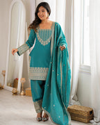 SEA GREEN COLOR NC VICHITRA SILK FARSHI SALWAR SUIT