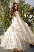 ROOHANIYAT WHITE EMBROIDERED GOWN SET