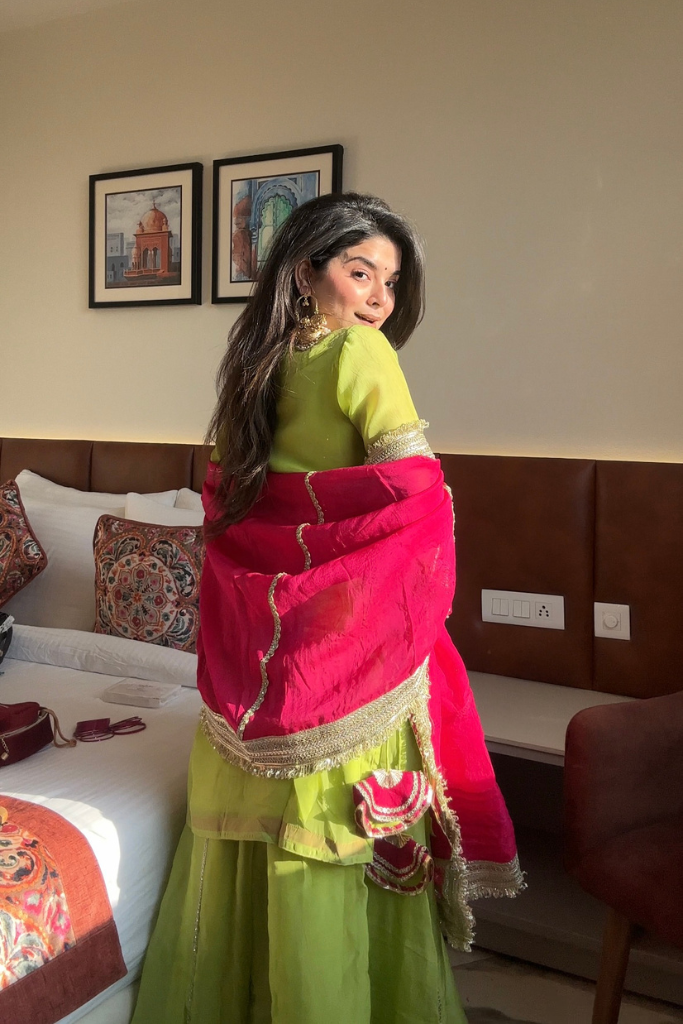 MOST TRENDING PARROT GREEN COLOR EMBROIDERY SEQUENCE WORK SHARARA SUIT SET OF 3