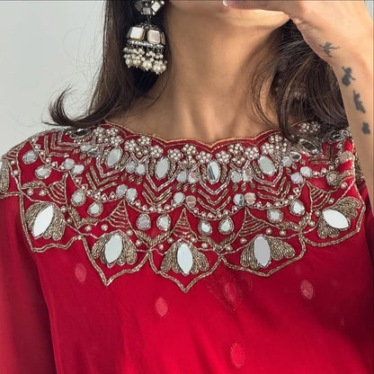 2 STYLE HAND WORK DRAPE SAREE