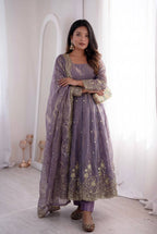 TRENDING EMBROIDERED DESIGNER ANARKALI SUIT SET
