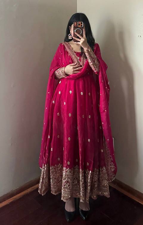 PINK COLOR DESIGNER GOWN SET WITH DUPATTA & PANT