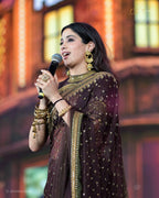 PREMIUM MOCHA EMBROIDERED DESIGNER SAREE