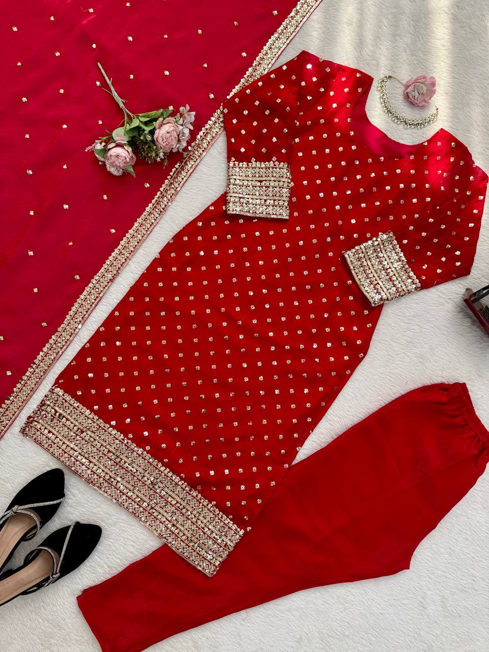 CRIMSON RED SUIT SET BY CHOLICART