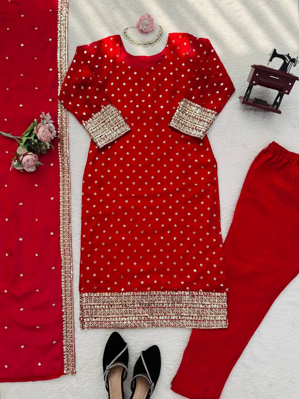 CRIMSON RED SUIT SET BY CHOLICART