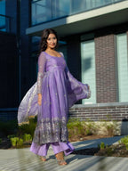 LAVENDER LUXE FENDY SILK ANARKALI GOWN SET