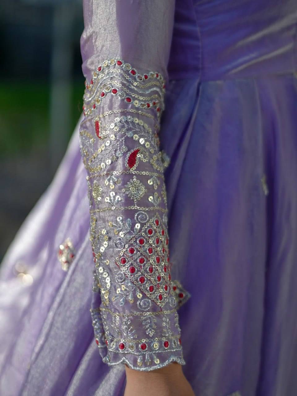 LAVENDER LUXE FENDY SILK ANARKALI GOWN SET