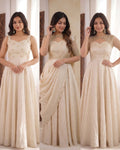 IVORY 3 IN 1 STYLE EMBROIDERED FLARED GOWN