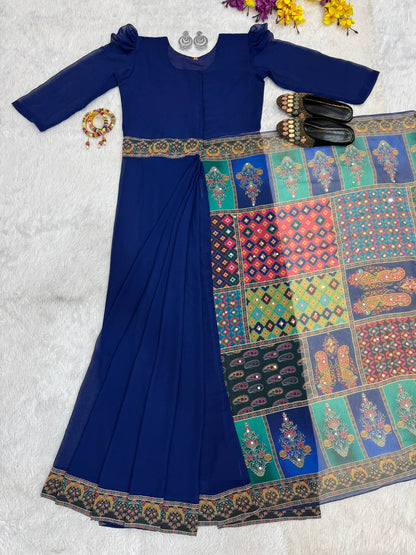 READY-TO-WEAR ZIP GOWN WITH RICH DIGITAL PRINT DUPATTA