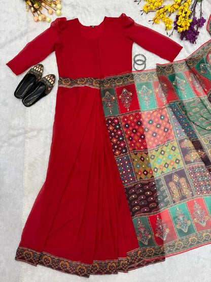 READY-TO-WEAR ZIP GOWN WITH RICH DIGITAL PRINT DUPATTA