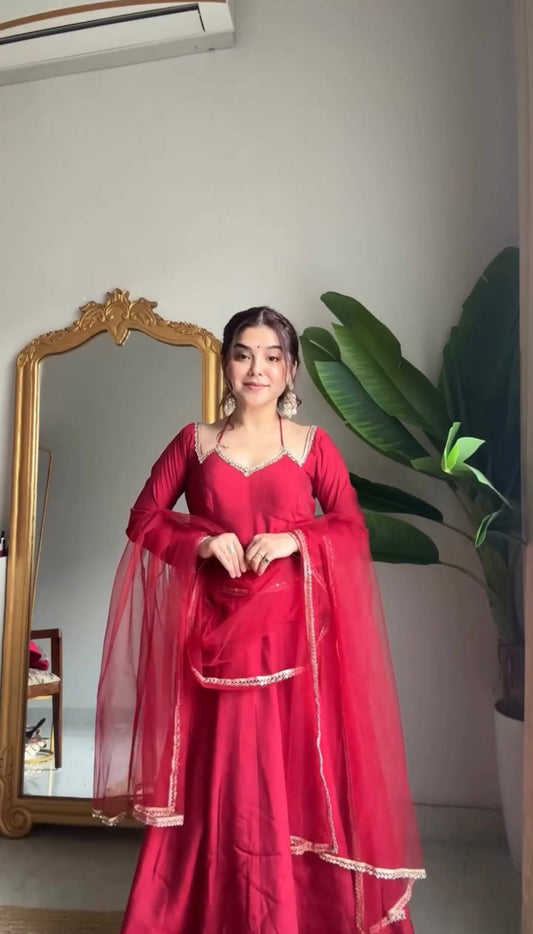 ROYAL MAROON COLOR FESTIVE SPECIAL ANARKALI SUIT SET