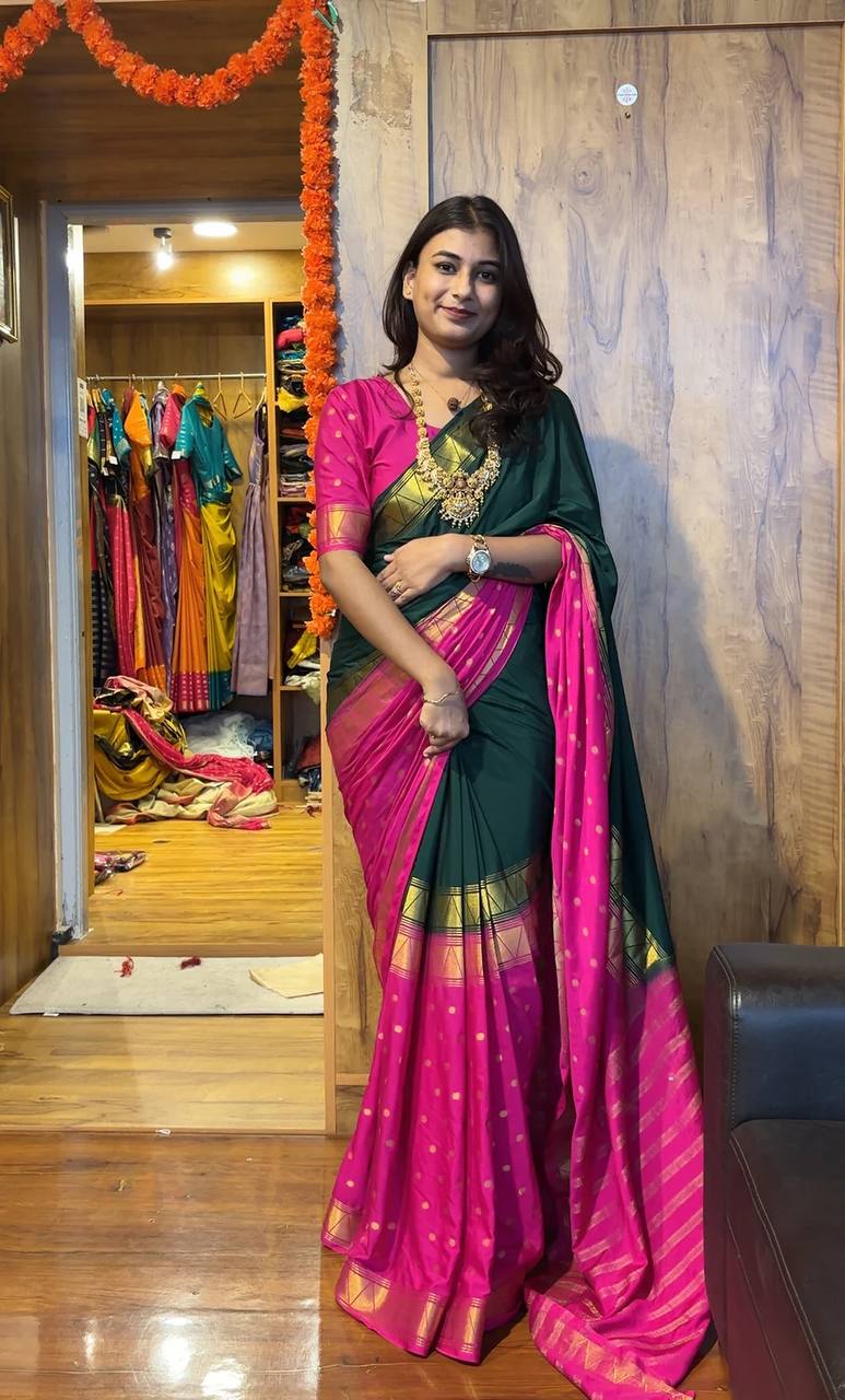 MOST TRENDING DUAL TONE MYSORE SILK ZIP & GO GOWN SAREE