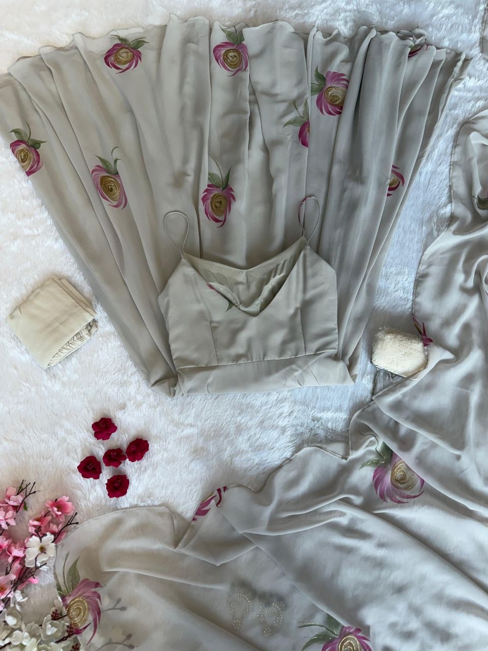 MOONLIT ROSE HAND PAINTED ANARKALI SET