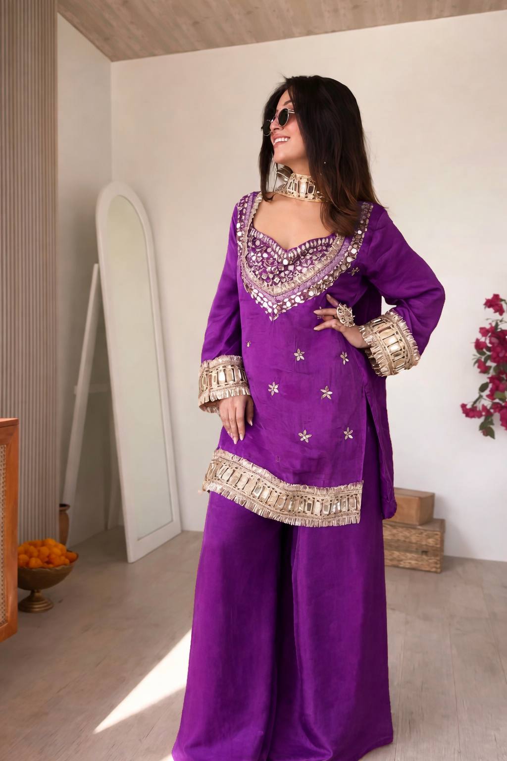 PURPLE PREMIUM FENDY SILK 4 PIECE BUSTIER SET