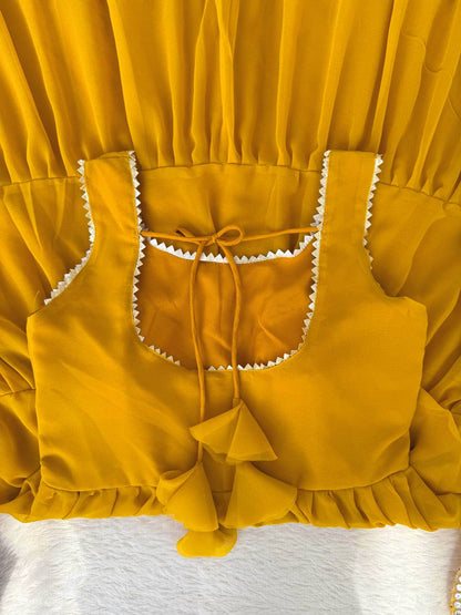 MUSTARD FAUX GEORGETTE FULLY FLAIR ANARKALI GOWN
