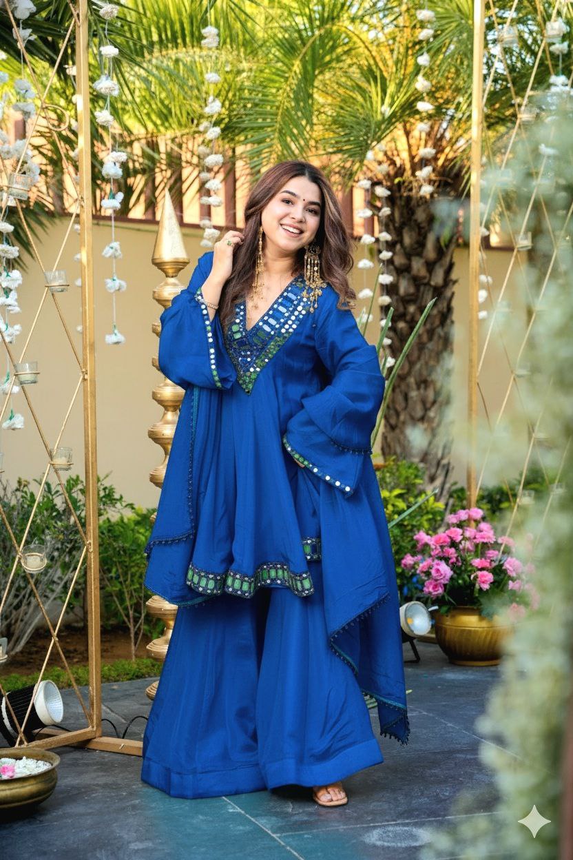 MORPEACH COLOR CHINON SILK BASE SHARARA SET