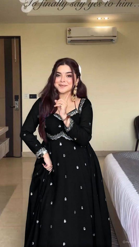 BLACK RITUAL GEORGETTE BASE ANARKALI GOWN SET OF 3