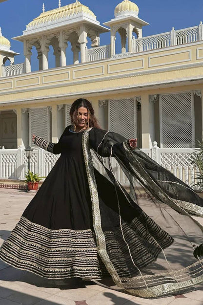 BLACK NOOR ANARKALI GOWN SET