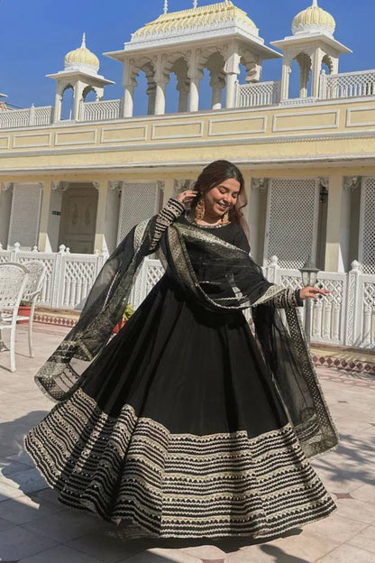 BLACK NOOR ANARKALI GOWN SET