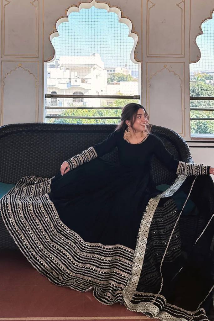 BLACK NOOR ANARKALI GOWN SET