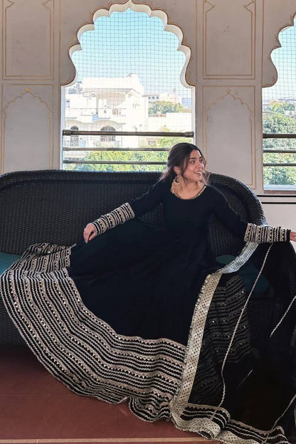 BLACK NOOR ANARKALI GOWN SET