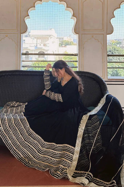 BLACK NOOR ANARKALI GOWN SET