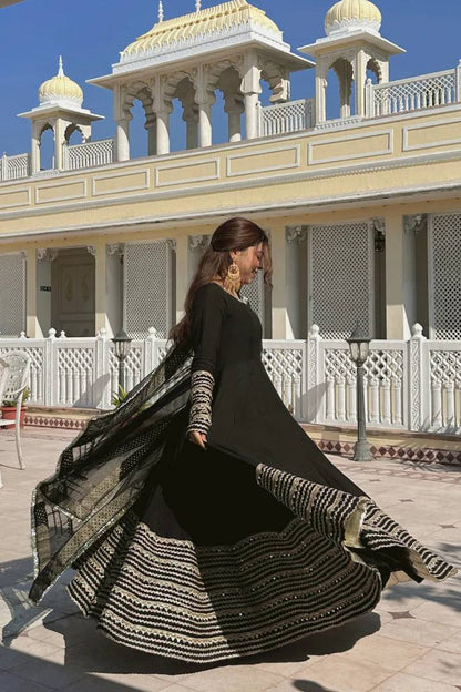 BLACK NOOR ANARKALI GOWN SET