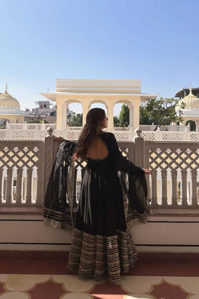 BLACK NOOR ANARKALI GOWN SET