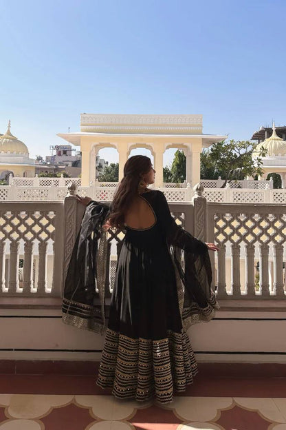 BLACK NOOR ANARKALI GOWN SET