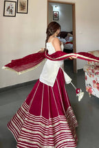 LUXE FENDY SILK MIRROR WORK KURTI LEHENGA SET