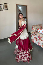LUXE FENDY SILK MIRROR WORK KURTI LEHENGA SET