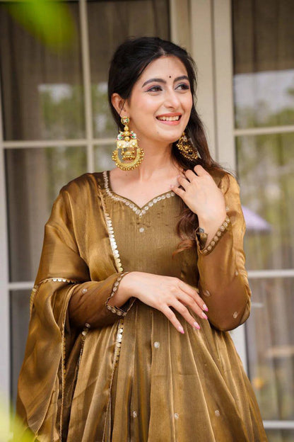 RUSTIC GOLD DESIGNER GOWN FOR WEDDING SEASON