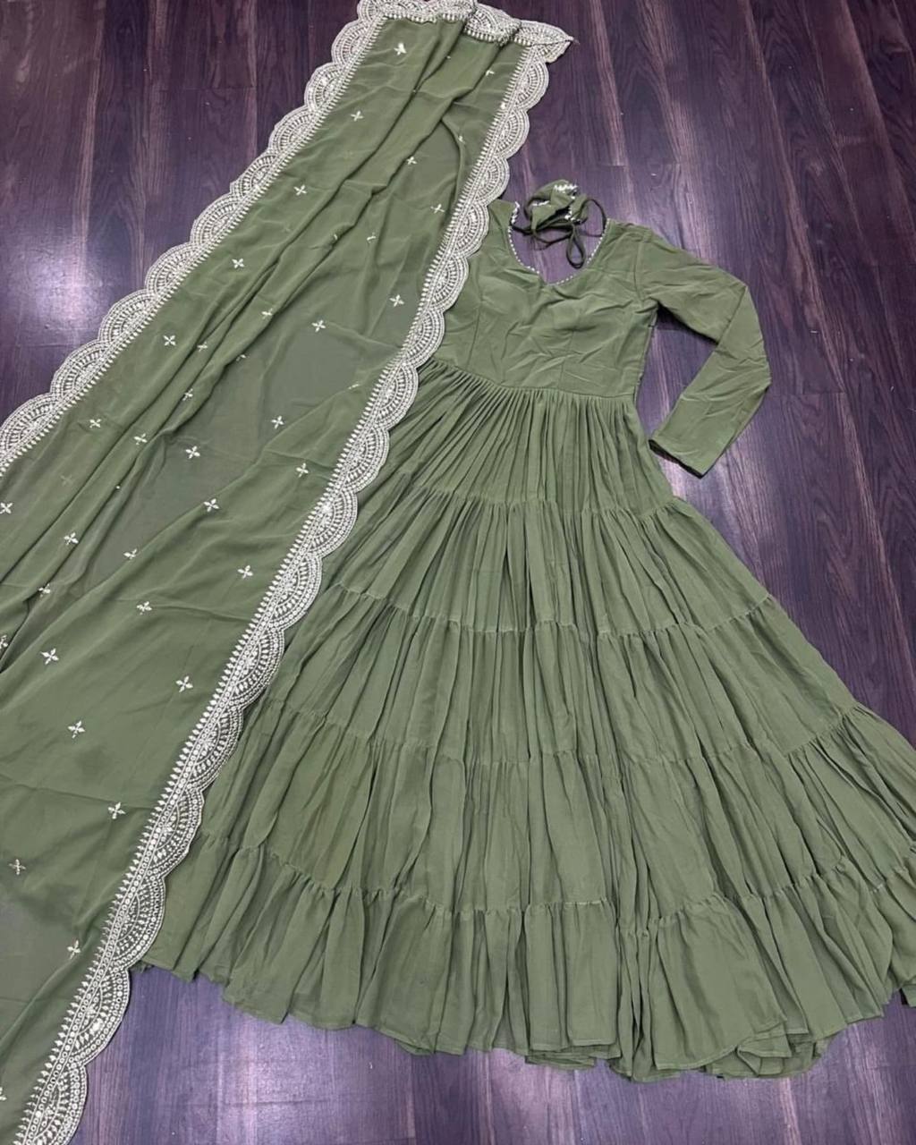 DESIGNER LOOK GEORGETTE BASE HEAVY EMBROIDERED GOWN WITH DUPATTA