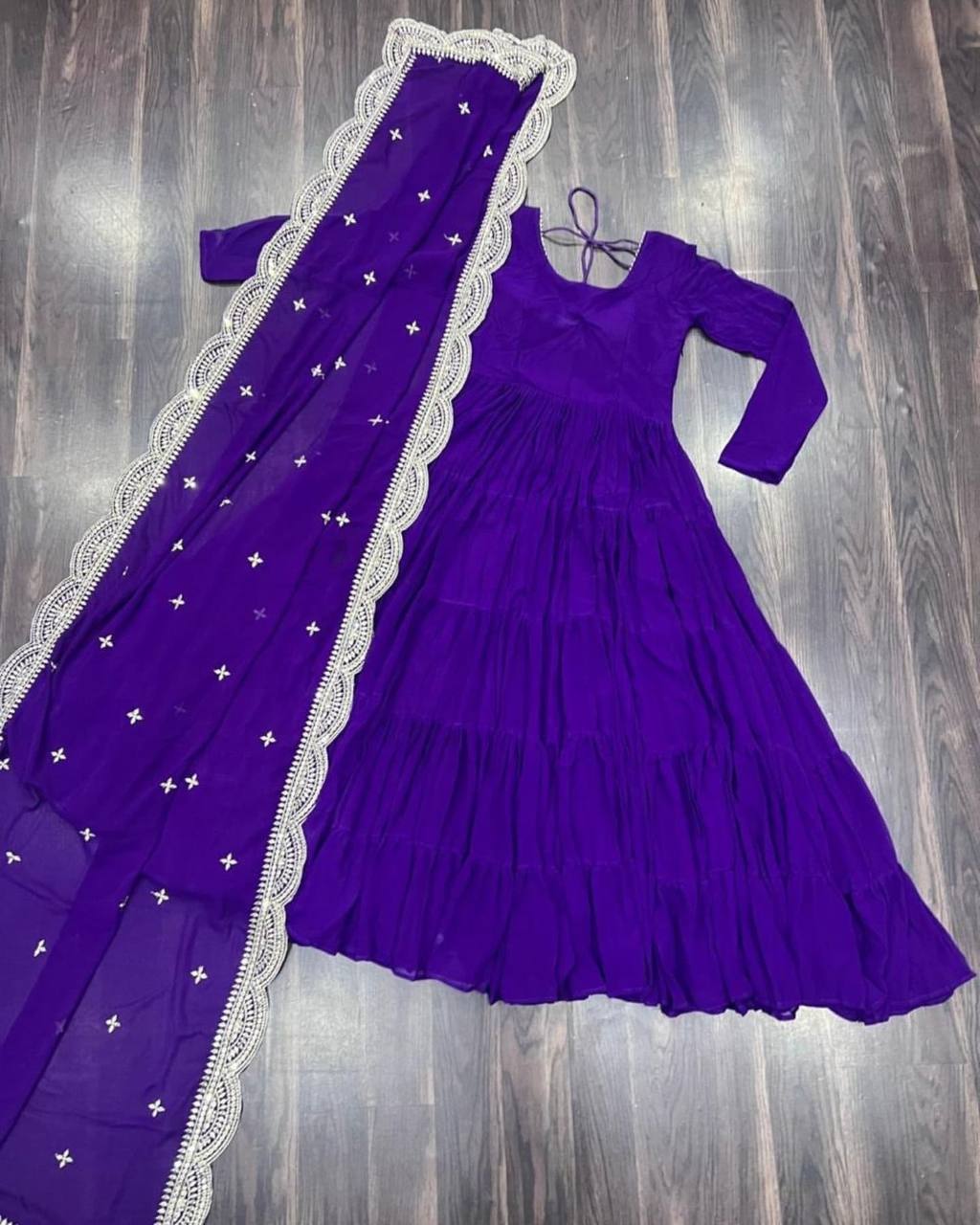 DESIGNER LOOK GEORGETTE BASE HEAVY EMBROIDERED GOWN WITH DUPATTA