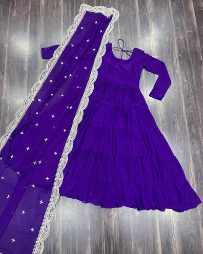 DESIGNER LOOK GEORGETTE BASE HEAVY EMBROIDERED GOWN WITH DUPATTA