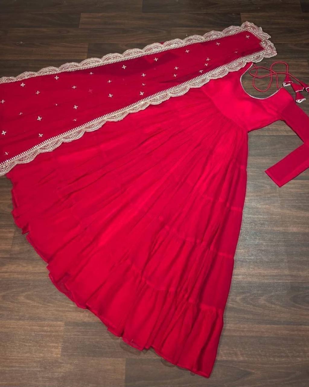 DESIGNER LOOK GEORGETTE BASE HEAVY EMBROIDERED GOWN WITH DUPATTA