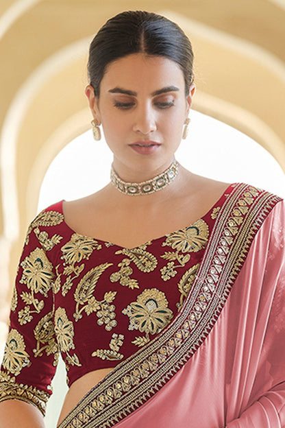 PINK COLOR RANGOLI SILK BASE PARTY WEAR SAREE
