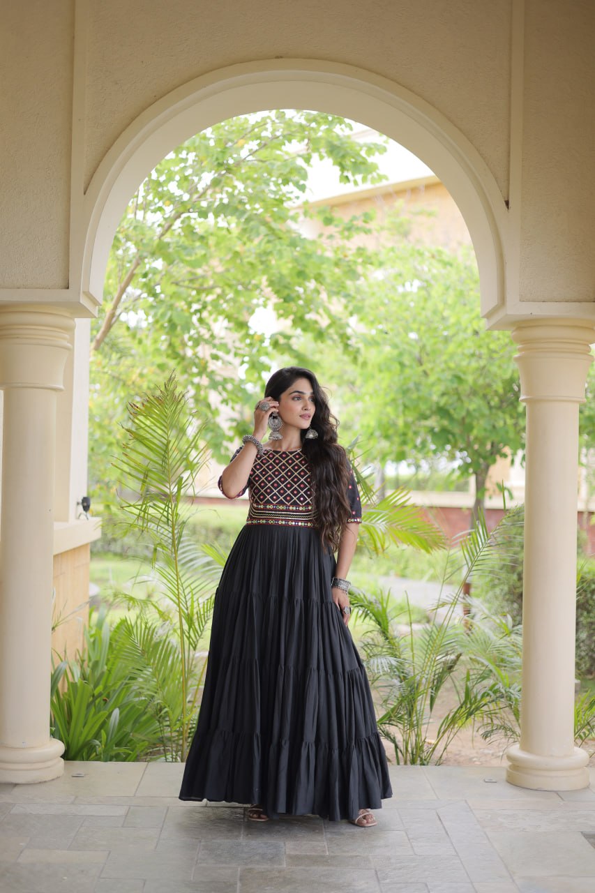 ESHANI NOIR GOTA PATTI & MIRROR WORK FULLY FLARED NAVRATRI GOWN